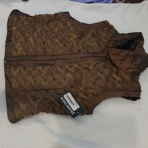 💕Designer Bronze metallic fur vest medium